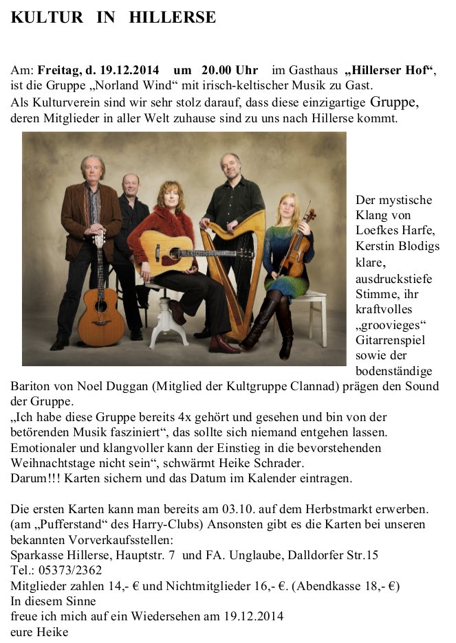 Die Gruppe Norland Wind mit irisch-keltischer Musik