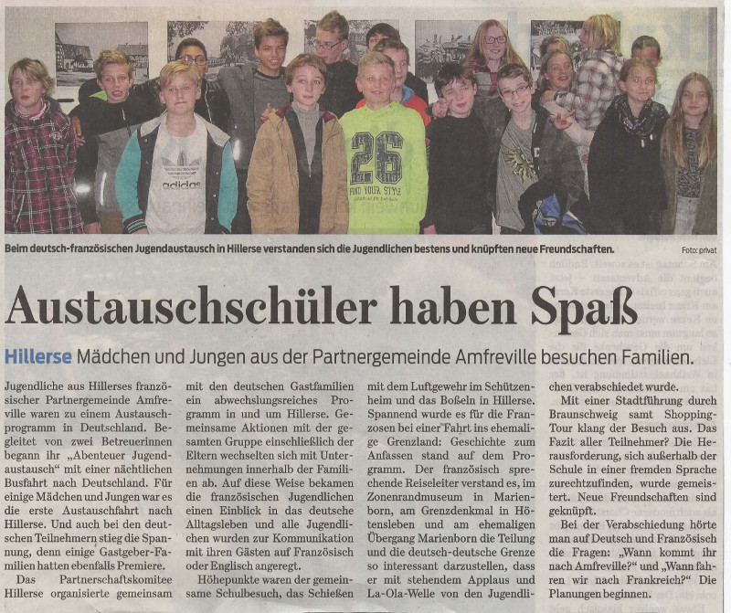Bericht zum Jugendaustausch in Hillerse